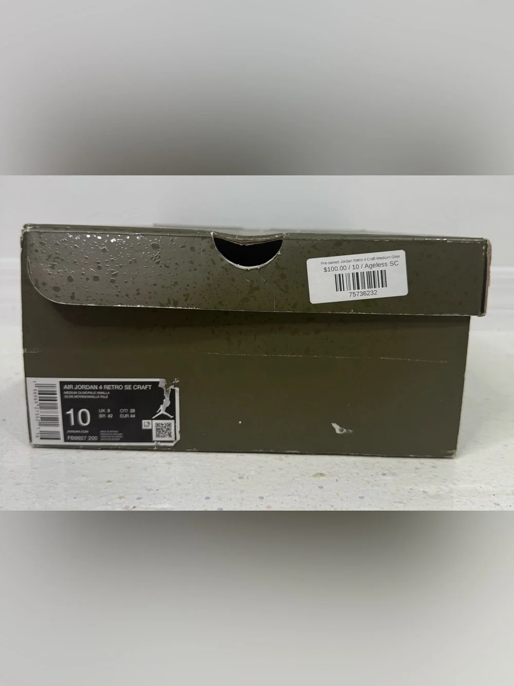 Jordan 4 Medium Olive/ Pale Vanilla Sz 10 Men